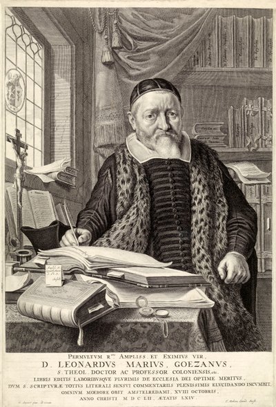 D. Leonardus Marius Goezanus, pub. 1654 gravering. av Claes Corneliszoon Moeyaert