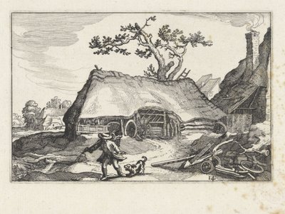 Barking Dog at a Farm Landscapes with Farms (serietittel) av Claes Jansz. Visscher (II)