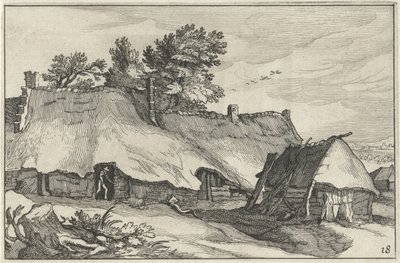 Gård og liten låve Landskap med gårder (serietittel) av Claes Jansz. Visscher (II)