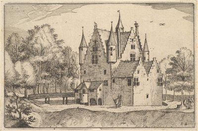 Et slott, plate 22 fra hertugdømmet Brabant, ca. 1610 av Claes Jansz Visscher