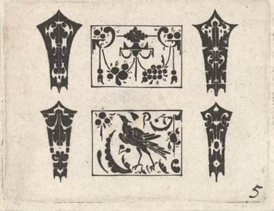 Blackwork-trykk med et symmetrisk Schweifwerk-mønster, ca. 1620. av Claes Jansz Visscher