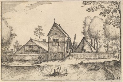 Large Walled Farm, plate 23 fra Regiunculae et Villee Aliquot Ducatus Brabantiae, ca. 1610 av Claes Jansz Visscher