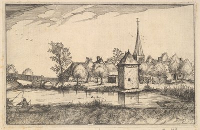 Pond and a Village, plate 15 fra 1610 av Claes Jansz Visscher