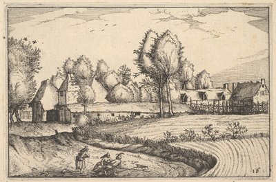 Vei langs et felt, plate 16 fra Regiunculae et Villae aliquot Ducatus Brabantiae, ca. 1610 av Claes Jansz Visscher