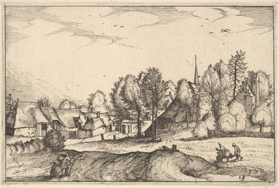 Road into a Village, plate 19 fra Regions and Villas of the Duchy of Brabant, ca. 1610 av Claes Jansz Visscher
