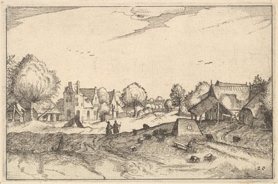 Village Road, plate 20 fra hertugdømmet Brabant, ca. 1610 av Claes Jansz Visscher