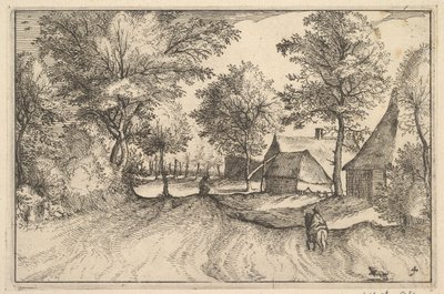 Village Road, plate 4 fra hertugdømmet Brabant, ca. 1610 av Claes Jansz Visscher