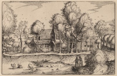 En dam av Claes Jansz Visscher after Johannes van Doetechum, the Elder after Lucas
