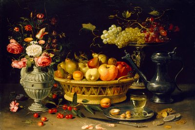 Stilleben av frukt og blomster, 1608-1621 av Clara Peeters
