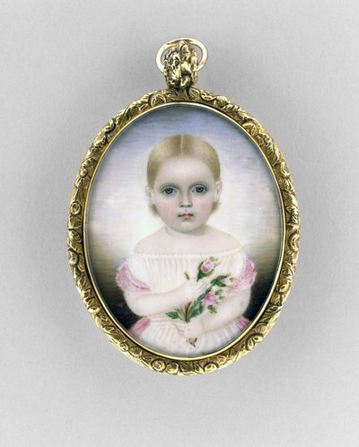 Portrait of a Girl, ca. 1840 (akvarell på elfenben, forgylt og glass) av Clarissa Peters Russell