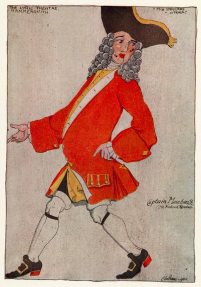 The Beggar's Opera, Captain Macheath (farge litho) av Claud Lovat Fraser