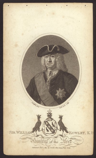 Sir William Rowley , britisk admiral (gravering) av Claude Arnulphy