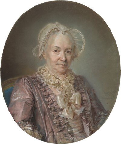 En eldre dame i en blå silkekjole av Claude Bornet