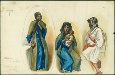 Bedouin kullbrennere, Mount Carmel, nær Haifa, 1873 (wc og blyant på papir) av Claude Conder