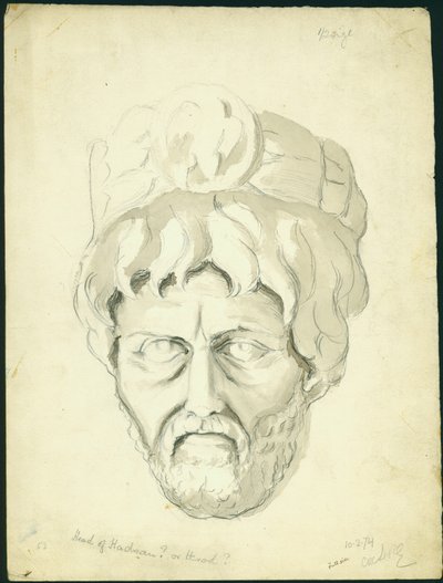 Head of a Man, 1874 (wc og blyant på papir) av Claude Conder