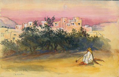 Jeba Village, 1872 (wc og blyant på papir) av Claude Conder