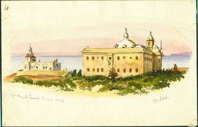 Light House and Convent, Carmel, 1873 (vi undrer blyant på papir) av Claude Conder