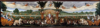 De fire elementene: Jorden eller The Triumph of Anne of Austria: allegorisk maleri som viser Anne av Østerrike (1601-1666) Dronning av Frankrike i sentrum, hun er representert i Ceres, gudinnen for jordbruk og fecondite. I bakgrunnen, sett fra Saint av Claude Deruet