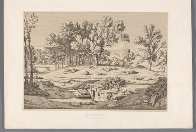 Landschap met gezicht op de berg Pentelikon Mount Pentelic (tittel på objekt) Utsikt over de mest kjente stedene i antikkens Hellas (...) (serietittel) av Claude Félix Théodore Caruelle d