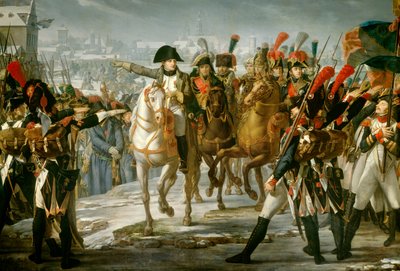 Keiser Napoleon I (1769-1821) harrangert 2. korps av den store armee på broen av Lech før angrepet av Augsburg 12/10/1805 Maleri av Claude Gautherot (1769-1825) 1808 Søn. 3,85x6,2 m av Claude Gautherot
