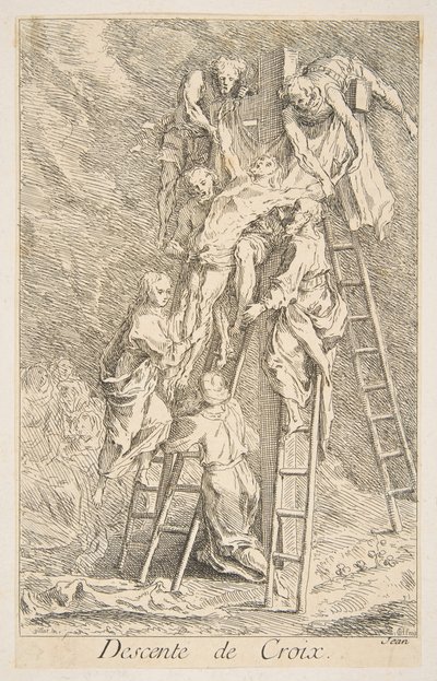 Nedstigning fra Korset.n.d. Skapere: Claude Gillot, Jacques Gabriel Huquier. av Claude Gillot, Jacques Gabriel Huquier