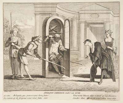 Harlekin, keiser på månen.n.d. Skapere: Claude Gillot, Jacques Gabriel Huquier. av Claude Gillot, Jacques Gabriel Huquier