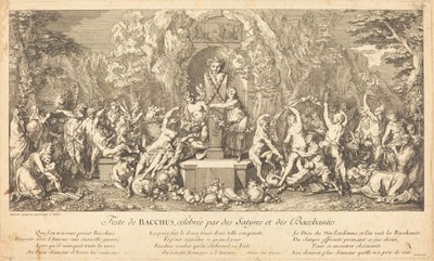 Bacchus-festen, feiret av Satyrs og Bacchantes (Feast of Bacchus Celeb vurdert av Satyrs and Bacchanales) av Claude Gillot