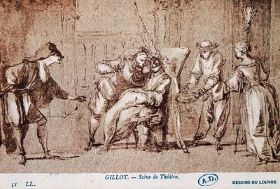 Teaterforestilling, tegning av Claude Gillot (1673-1722). Frankrike av Claude Gillot