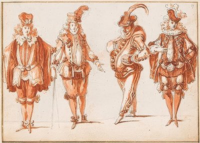 Fire kostymefigurer av Claude Gillot