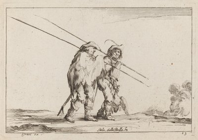To Pikemen reiser til fots av Claude Goyrand after Stefano Della Bella