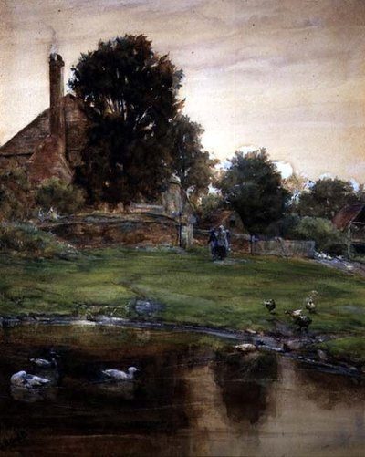 The Duck Pond (akvarell, blyant og kroppsfarge på papir) av Claude Hayes