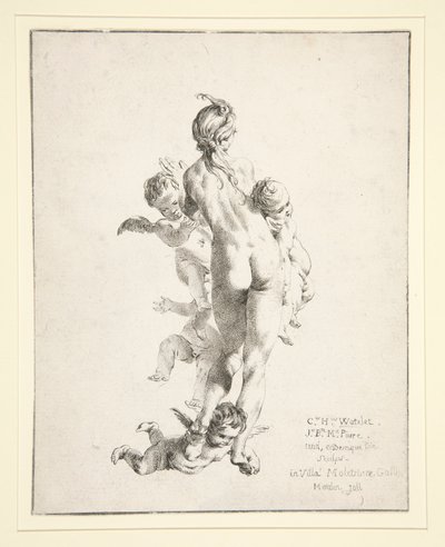 Uten tittel (kvinnelig naken med putti) av Claude Henri Watelet