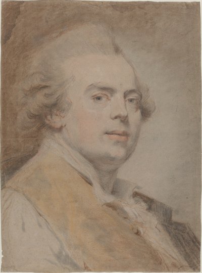 Selvportrett, ca. 1780 (rødt og svart kritt og pastell på papir) av Claude Jean Baptiste Hoin