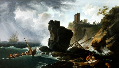 Klassisk italiensk kystscene (olje på lerret) av Claude Joseph Vernet