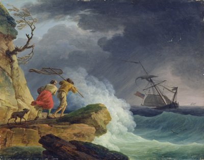 Kystscene i en storm, 1782 av Claude Joseph Vernet
