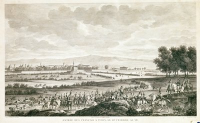 Franske soldaters inntreden i Torino, ca. 1796 (etsning) av Claude Joseph Vernet