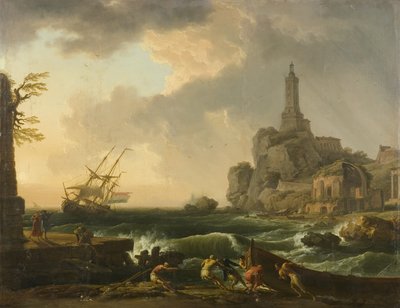 Genova fyrtårn og tempelet til Minerva Medica av Claude Joseph Vernet
