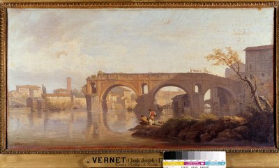 Le Ponte Rotto et Roma-maleri av Joseph Vernet (1714-1789) 1700-talls søn. 0,4x0,77 m . av Claude Joseph Vernet