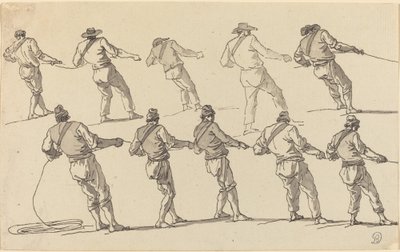 Ti menn som trekker i tau av Claude Joseph Vernet