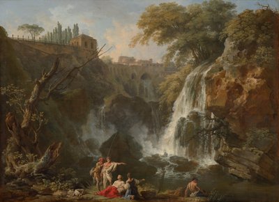 Fossene ved Tivoli, med Villa of Maecenas, ca. 1740-50 av Claude Joseph Vernet