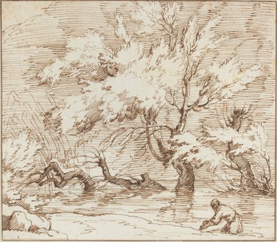 Trær reflektert i en bekk av Claude Joseph Vernet