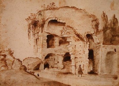 En ruin på Palatinen (blekk og vask på papir) av Claude Lorrain