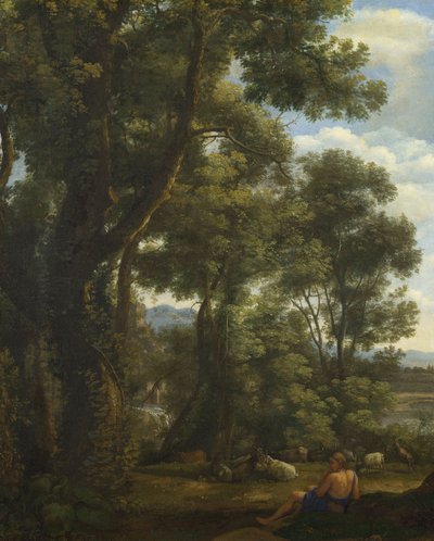 "Landscape with a Goatherd and Goats" (Landscape with a Goatherd and Goats) Maleri av Claude Lorrain (1600-1682) ca. 1637 Olje på lerret Dim 52x42 cm National Gallery, London av Claude Lorrain