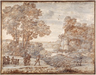 Ascanius skyter hjort av Sylvia, ca. 1680 (penn og blekk med vask på papir) av Claude Lorrain