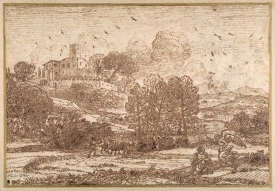 Hagar og engelen (penn og brunt blekk på papir) av Claude Lorrain