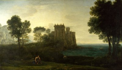 ""Landskap med Psyche utenfor palasset til Amor eller det fortryllede slottet) Maleri av Claude Lorrain (1600-1682) Olje på lerret 1664 Dim 87, 1 x 151,3 cm National Gallery, London av Claude Lorrain