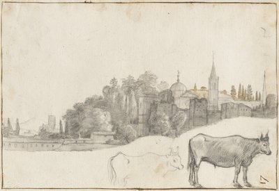 En utsikt utenfor Piazza del Popolo i Roma, 1640-41 av Claude Lorrain
