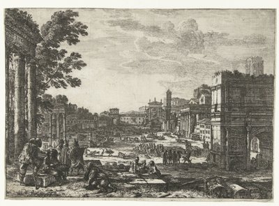 Forum Romanum te Roma Campo Vaccino av Claude Lorrain
