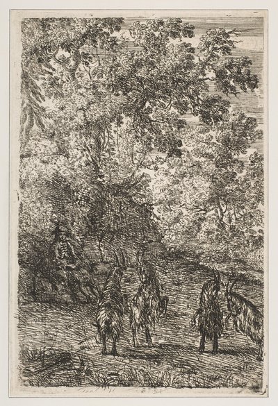 Fire geiter venstre del av geitene, ca. 1630-33. av Claude Lorrain