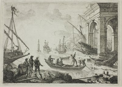 Havnescene med fyrtårn av Claude Lorrain